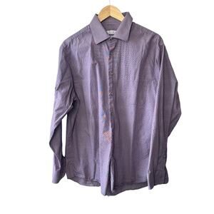 Calvin Klein Purple Dot Regular Fit Button Down Shirt Men's XL 17 34/35